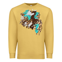 Antique Gold cowhide leopard turquoise patch Premium Sweatshirt - AdoDesignShop
