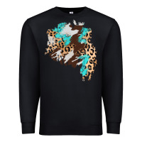 Black cowhide leopard turquoise patch Premium Sweatshirt - AdoDesignShop