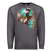 Charcoal Heather cowhide leopard turquoise patch Premium Sweatshirt - AdoDesignShop