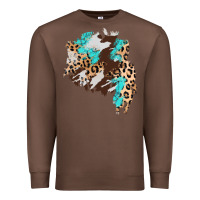 Chestnut cowhide leopard turquoise patch Premium Sweatshirt - AdoDesignShop