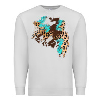 Dove Grey cowhide leopard turquoise patch Premium Sweatshirt - AdoDesignShop