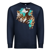 Navy cowhide leopard turquoise patch Premium Sweatshirt - AdoDesignShop