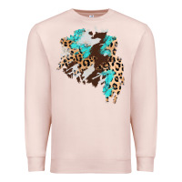 Pale Pink cowhide leopard turquoise patch Premium Sweatshirt - AdoDesignShop