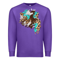 Purple cowhide leopard turquoise patch Premium Sweatshirt - AdoDesignShop