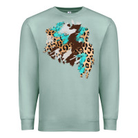 Seafoam cowhide leopard turquoise patch Premium Sweatshirt - AdoDesignShop