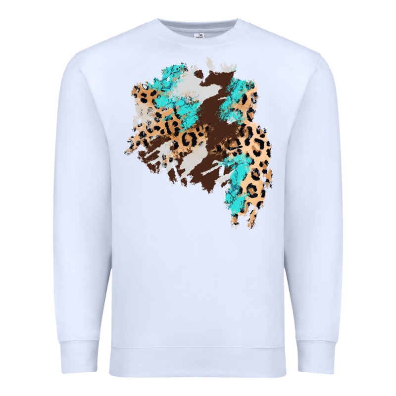 Cowhide Leopard Turquoise Patch Premium Sweatshirt by AdoDesignShop | Teevron