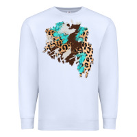White cowhide leopard turquoise patch Premium Sweatshirt - AdoDesignShop