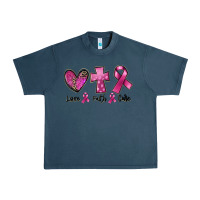 Midnight Navy Love Faith cure Breast Cancer Urban Heavy Tee - FaDigitalArtStudio