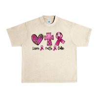 Sandshell Love Faith cure Breast Cancer Urban Heavy Tee - FaDigitalArtStudio