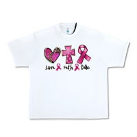 White Love Faith cure Breast Cancer Urban Heavy Tee - FaDigitalArtStudio