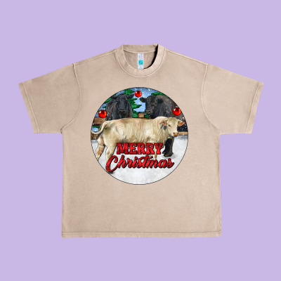 Merry Christmas Charolais Bull Urban Heavy Tee Designed By Ranaportraitstore
