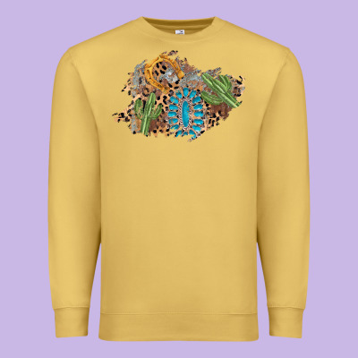 Horseshoe Leopard Gemstone Cactus Patch Premium Sweatshirt Designed By Adodesignshop