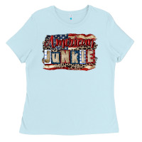 Baby Blue American junkie 4th of july Ladies Tee - CowGirlArtShop