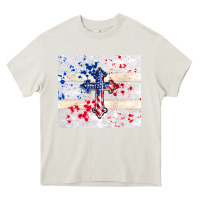 Cream 4th of july flag cross Heavy Core Tee - TumblerDesignByShophia