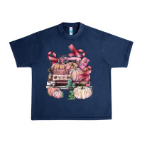 Navy Breast Cancer truck with pumpkins Urban Heavy Tee - FaDigitalArtStudio