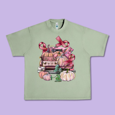 Breast Cancer Truck With Pumpkins Urban Heavy Tee Designed By Fadigitalartstudio