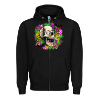 Black halloween skull Zipper Hoodie - AdoDesignShop