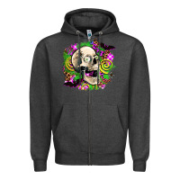 Charcoal Heather halloween skull Zipper Hoodie - AdoDesignShop