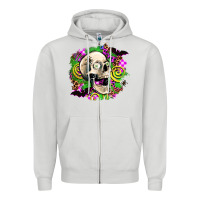 Dove Grey halloween skull Zipper Hoodie - AdoDesignShop