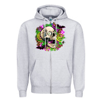 Heather Grey halloween skull Zipper Hoodie - AdoDesignShop