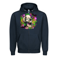 Navy halloween skull Zipper Hoodie - AdoDesignShop