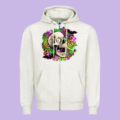 Halloween Skull Zipper Hoodie Designed By Adodesignshop
