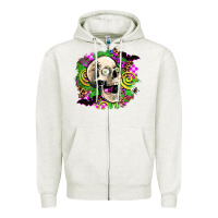 Oatmeal Heather halloween skull Zipper Hoodie - AdoDesignShop