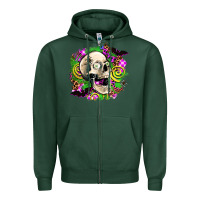 Sports Green halloween skull Zipper Hoodie - AdoDesignShop