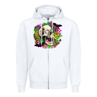 White halloween skull Zipper Hoodie - AdoDesignShop