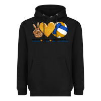 Black peace love volleyball Heavyweight Hoodie - AdoDesignShop