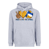 Heather Grey peace love volleyball Heavyweight Hoodie - AdoDesignShop