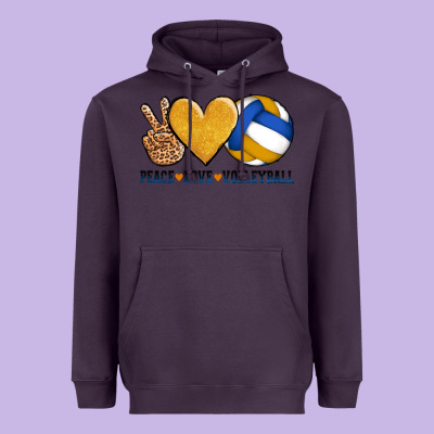 Peace Love Volleyball Heavyweight Hoodie Designed By Adodesignshop