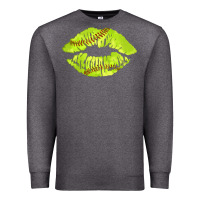 Charcoal Heather softball lips Premium Sweatshirt - AdoDesignShop