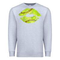 Heather Grey softball lips Premium Sweatshirt - AdoDesignShop