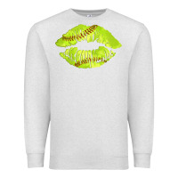 Oatmeal Heather softball lips Premium Sweatshirt - AdoDesignShop