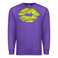 Purple softball lips Premium Sweatshirt - AdoDesignShop