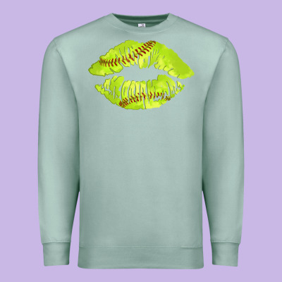 Softball Lips Premium Sweatshirt Designed By Adodesignshop
