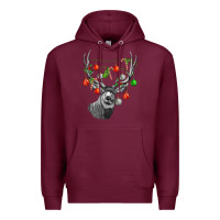 Burgundy Mule deer with Premium Hoodie - LillyAllenDesigns