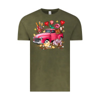 Vintage Olive Valentine's Day Truck Farm Animals Vintage Tee - FaDigitalArtStudio