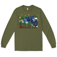 Army Green believe polar express christmas trees Long Sleeve Tee - FaDigitalArtStudio
