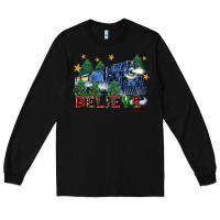 Black believe polar express christmas trees Long Sleeve Tee - FaDigitalArtStudio