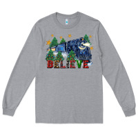 Heather Grey believe polar express christmas trees Long Sleeve Tee - FaDigitalArtStudio