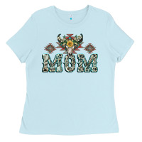 Baby Blue Mom with Cow skull Mother's Day Ladies Tee - CowGirlArtShop