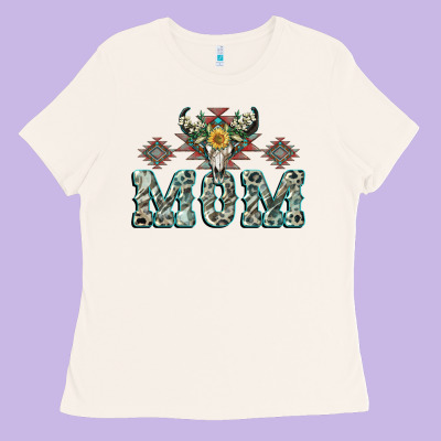 Mom With Cow Skull Mother's Day Ladies Tee Designed By Cowgirlartshop
