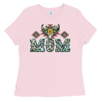 Bubblegum Pink Mom with Cow skull Mother's Day Ladies Tee - CowGirlArtShop