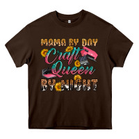 Chocolate Brown mama by day craft queen by night Heavy Core Tee - RanaPortraitStore