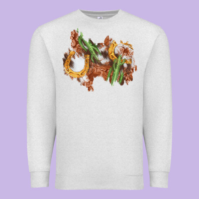 Horseshoe Cowhide Cactus Patch Premium Sweatshirt Designed By Adodesignshop