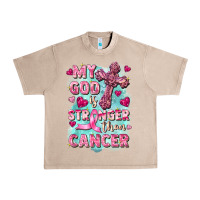 French Oak My God is stronger than Cancer Urban Heavy Tee - FaDigitalArtStudio