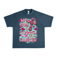 Midnight Navy My God is stronger than Cancer Urban Heavy Tee - FaDigitalArtStudio