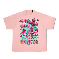 Salmon My God is stronger than Cancer Urban Heavy Tee - FaDigitalArtStudio